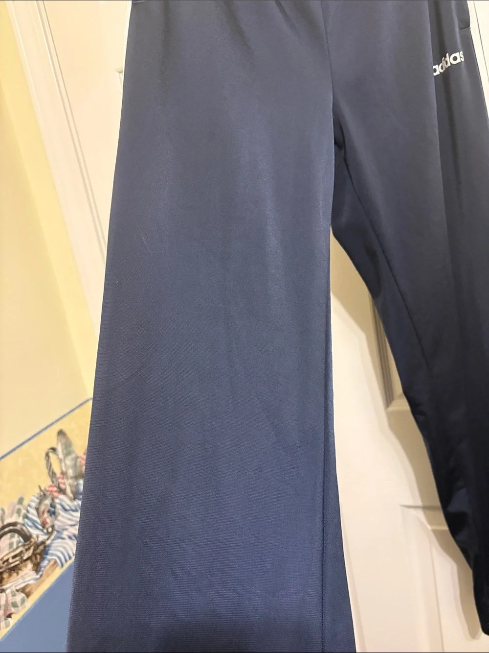 Adidas Navy Athletic Track Pants with 3 Stripes